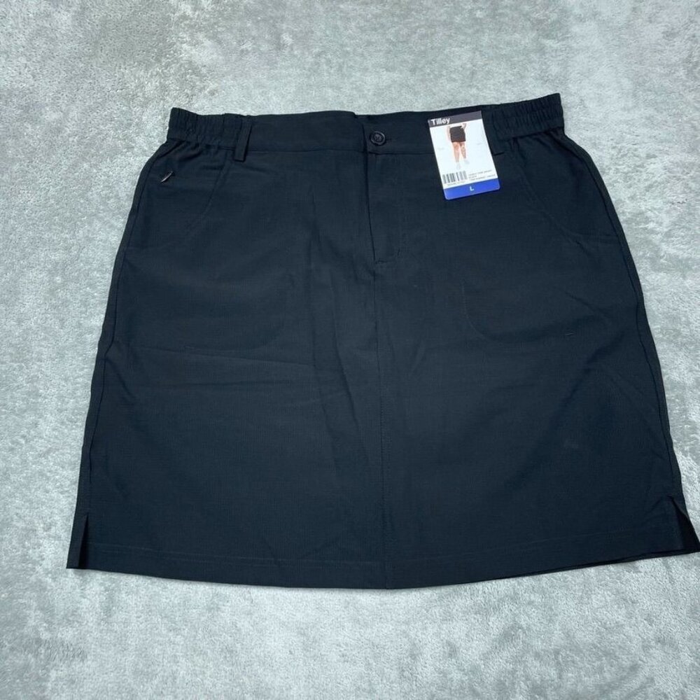 Tilley Ladies Trek Skort Black Recycled Polyester Spandex Size L d0427